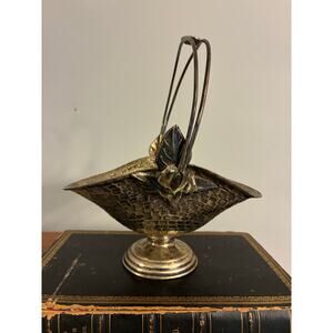 Vintage silver plated Basket with Handle, Pedestal Bowl